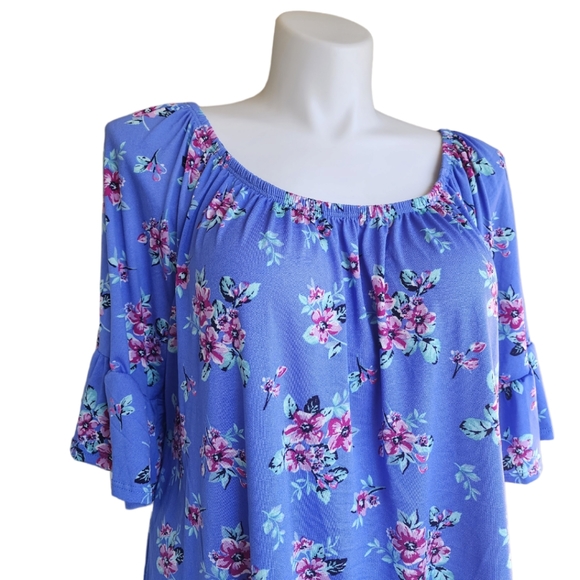 Kristen Nicole plus size blue floral top NWT! Size 3X - Picture 5 of 12